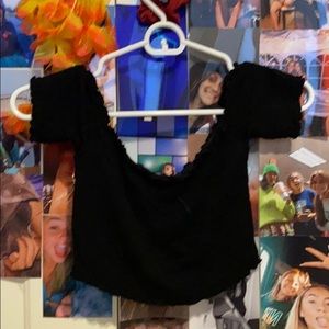 off the shoulder black crop top small